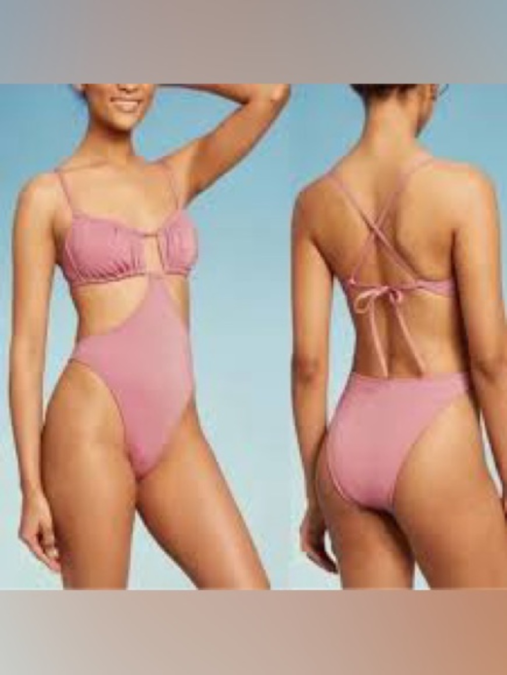 Wild Fable Pink Shimmer One Piece Swimsuit Size Medium